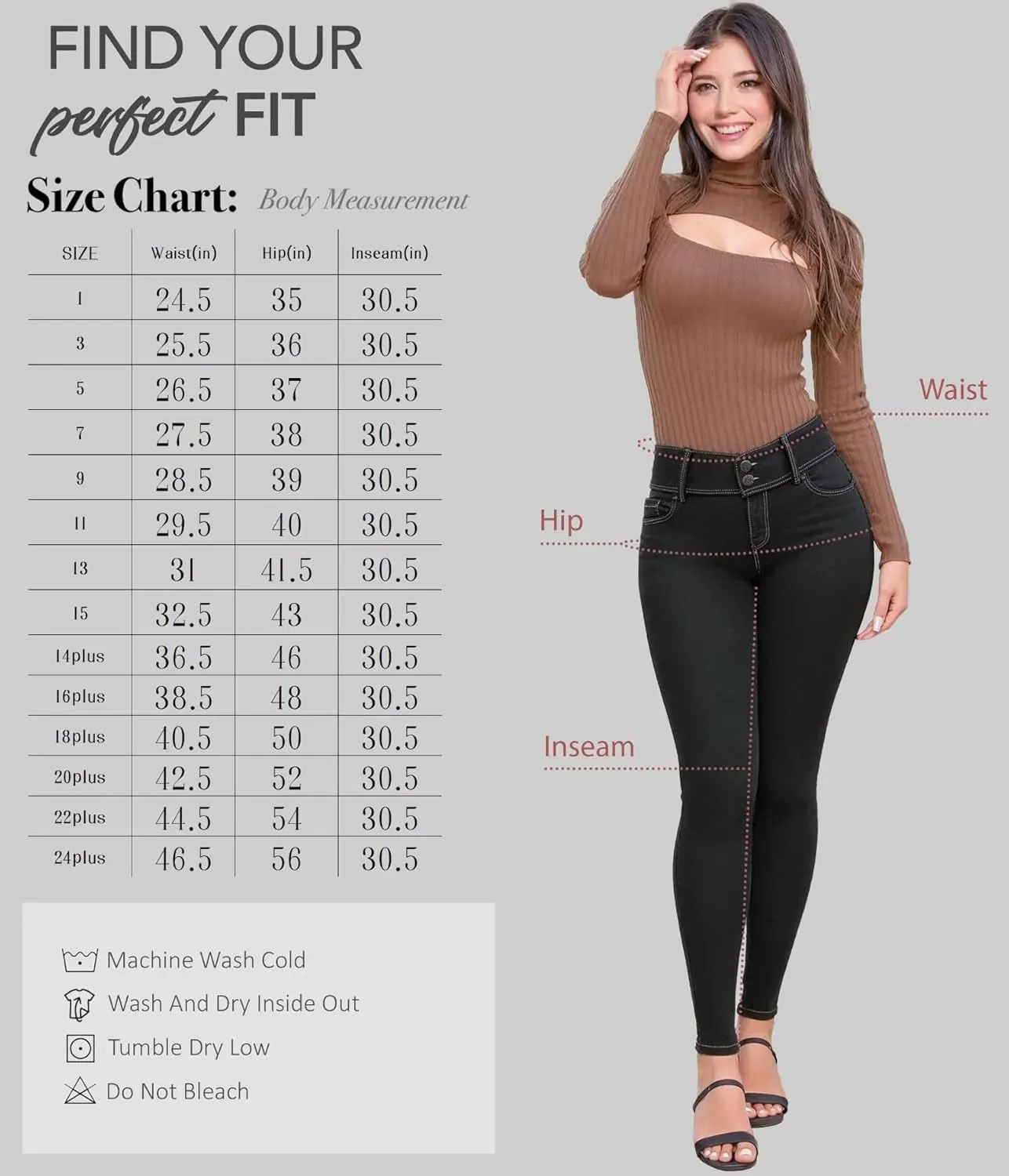 Hybrid & Company Women's Butt Lift V2 Super Comfy Stretch Denim Skinny Jeans