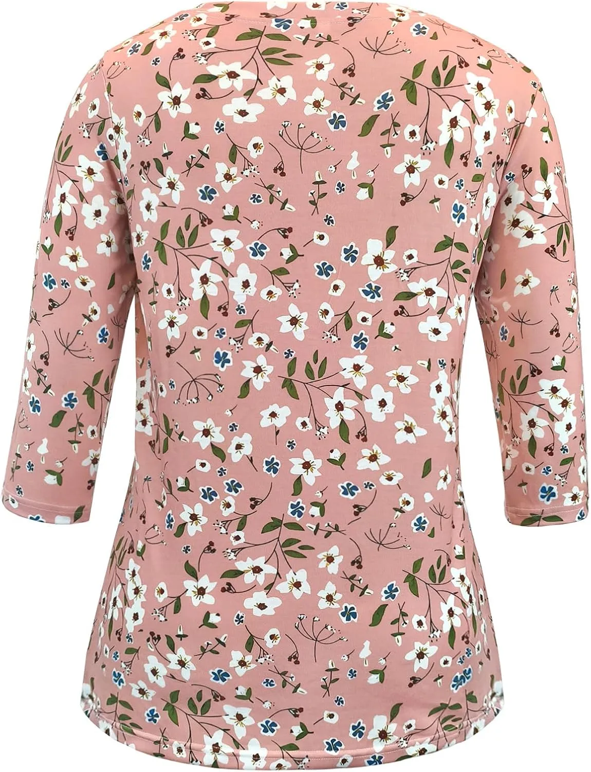 JomeDesign Womens Tops 3/4 Sleeve Shirts Round Neck Loose Casual Blouses Floral Print Tshirts