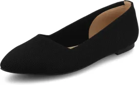 Journee Collection Womens Minnah Knit Ballet Dress Flats Slip On Pointed Toe Cushioned Fashion Ballerina Shoe Black 9 Medium WOMENS US