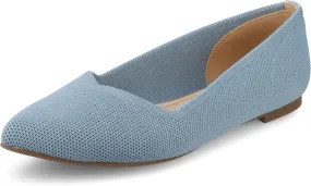 Journee Collection Womens Minnah Knit Ballet Dress Flats Slip On Pointed Toe Cushioned Fashion Ballerina Shoe Blue 6 Medium WOMENS US