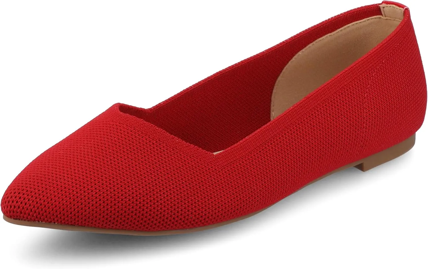 Journee Collection Womens Minnah Knit Ballet Dress Flats Slip On Pointed Toe Cushioned Fashion Ballerina Shoe Red 6 Medium WOMENS US
