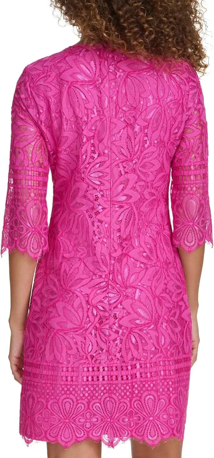 kensie Women's 1/2 Sleeve Lace Mini Dress