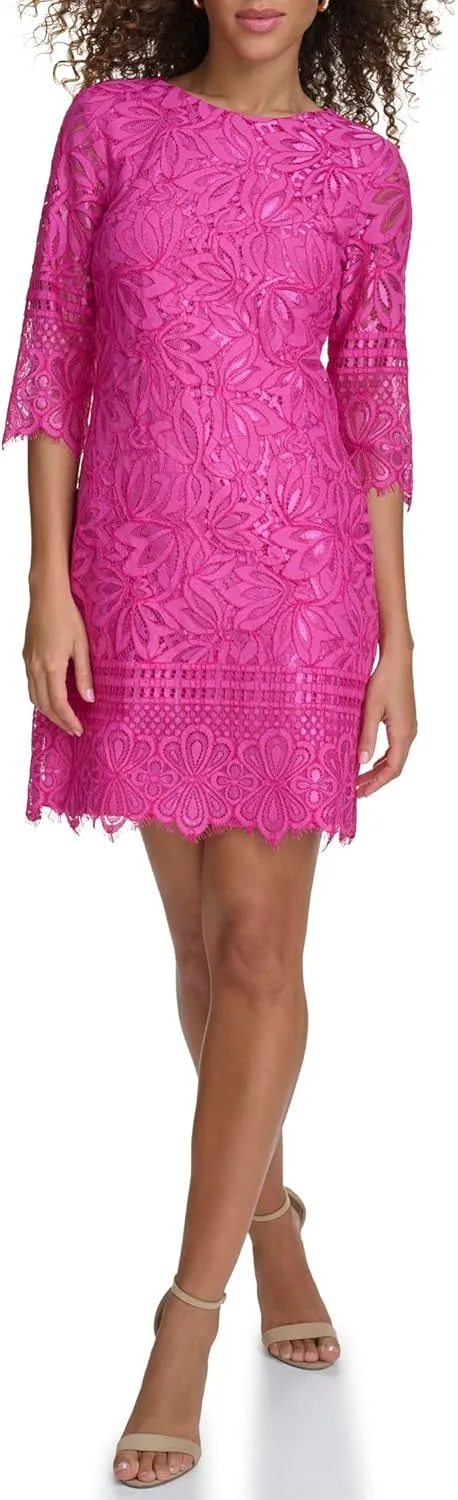 kensie Women's 1/2 Sleeve Lace Mini Dress