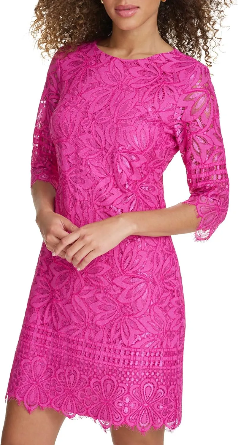 kensie Women's 1/2 Sleeve Lace Mini Dress