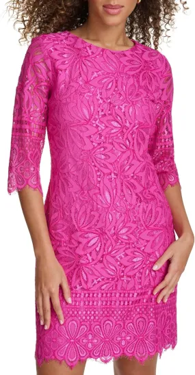 kensie Women's 1/2 Sleeve Lace Mini Dress