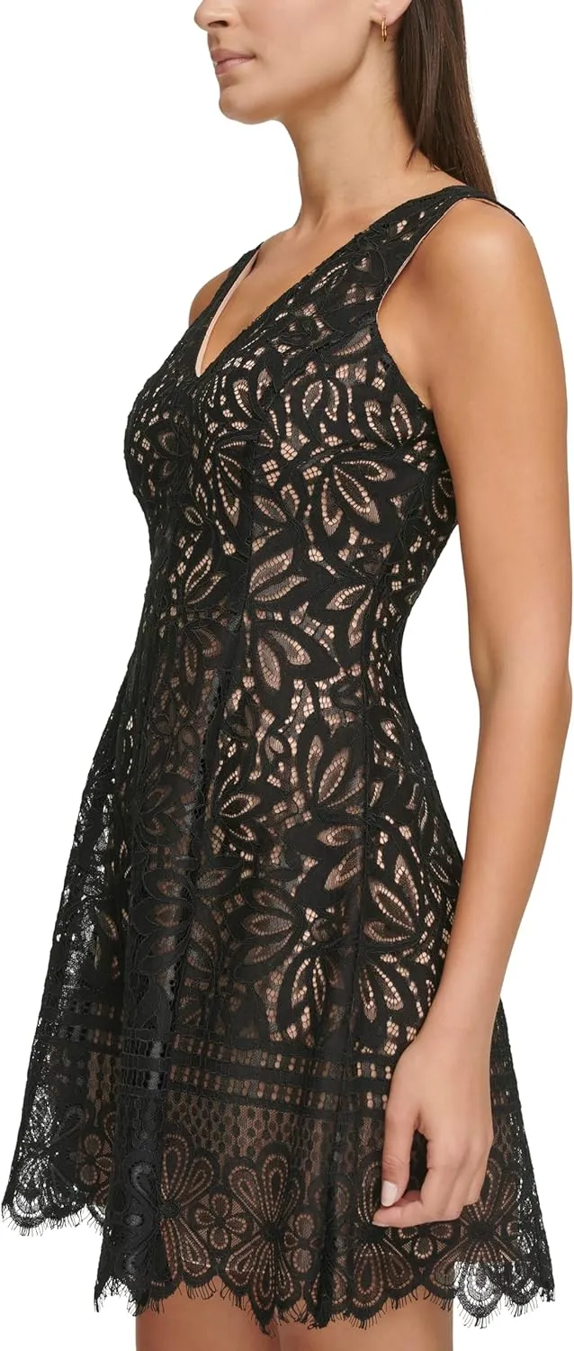 Kensie Women's Sleeveless Fit & Flare Lace Mini Dress