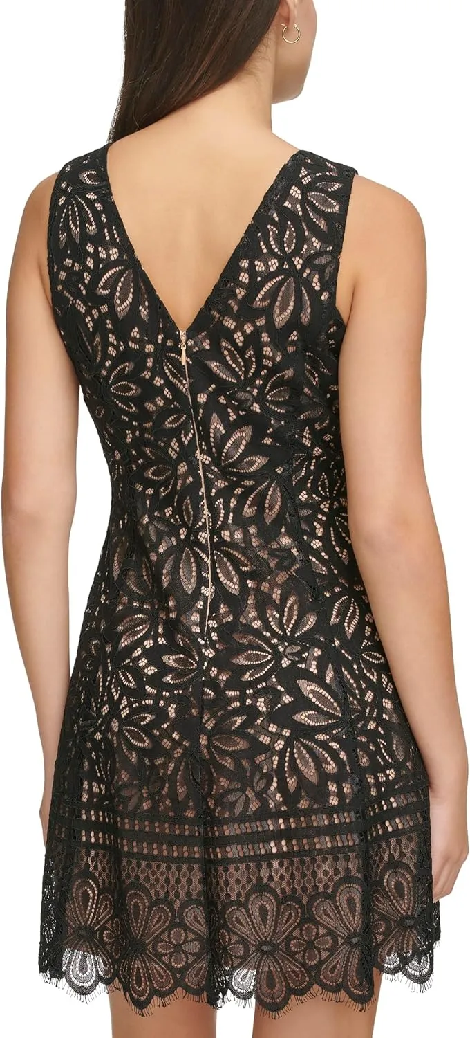 Kensie Women's Sleeveless Fit & Flare Lace Mini Dress
