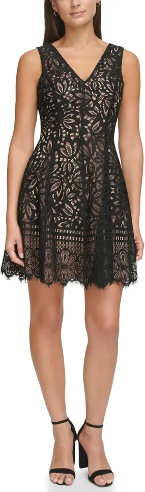 Kensie Women's Sleeveless Fit & Flare Lace Mini Dress
