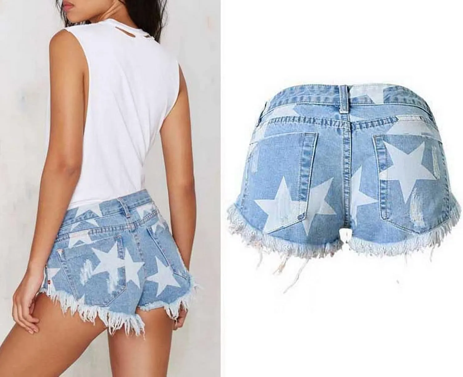 Ladies Casual Denim Shorts with Pockets