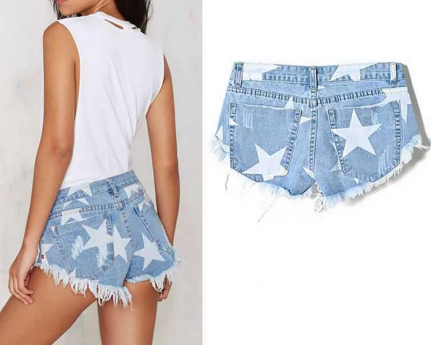 Ladies Casual Denim Shorts with Pockets