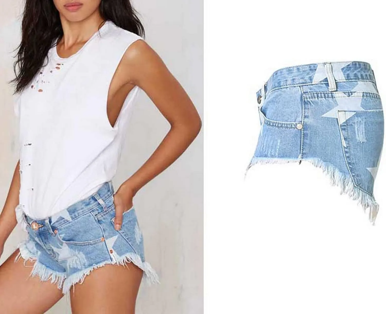 Ladies Casual Denim Shorts with Pockets
