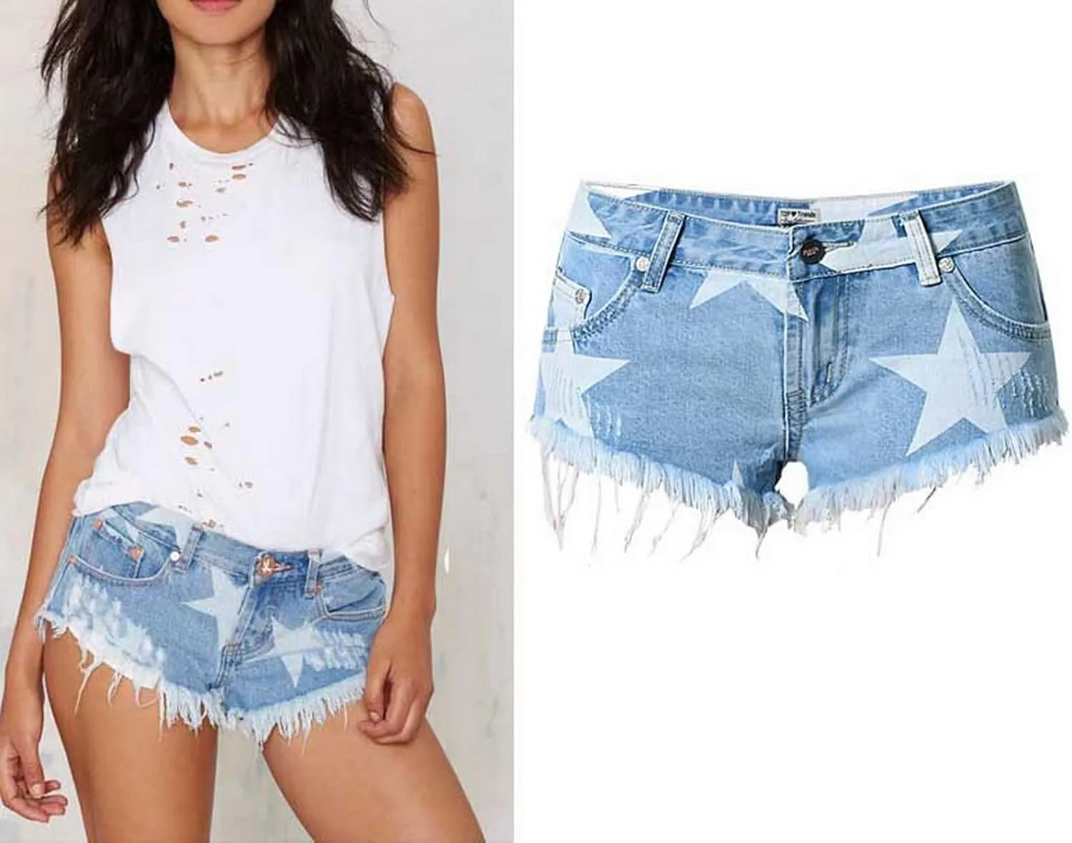 Ladies Casual Denim Shorts with Pockets
