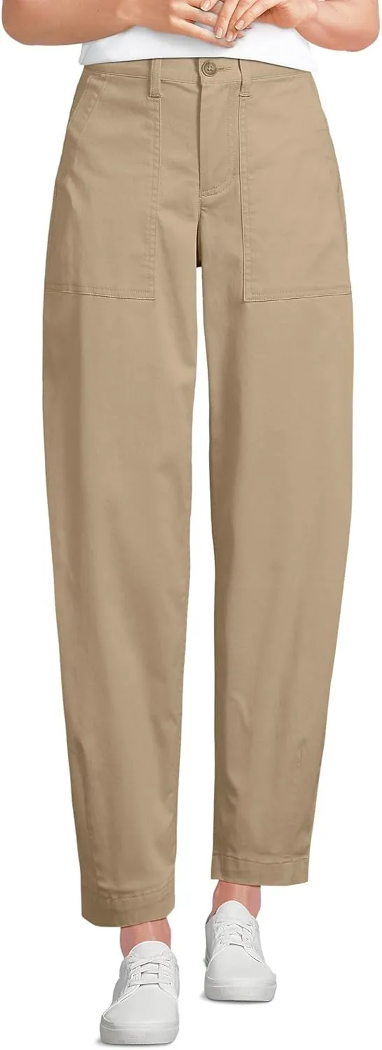 Lands' End Women's High Rise Barrel Leg Chino Pants