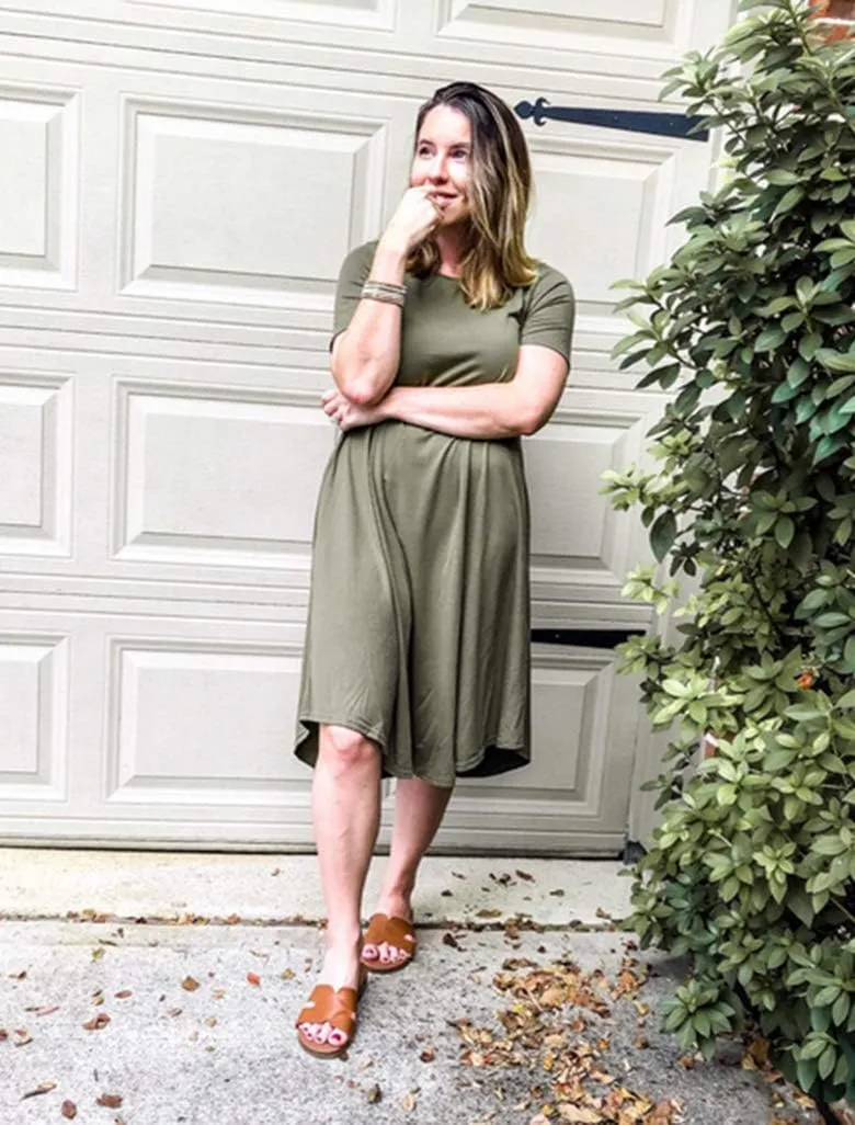 Locryz Women's Short Sleeve Pocket Swing Midi Dress Casual Loose T-Shirt Dress