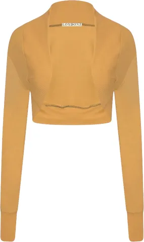 Loxdonz Women Long Sleeve Bolero Shrug Cropped Cardigan Crop Top