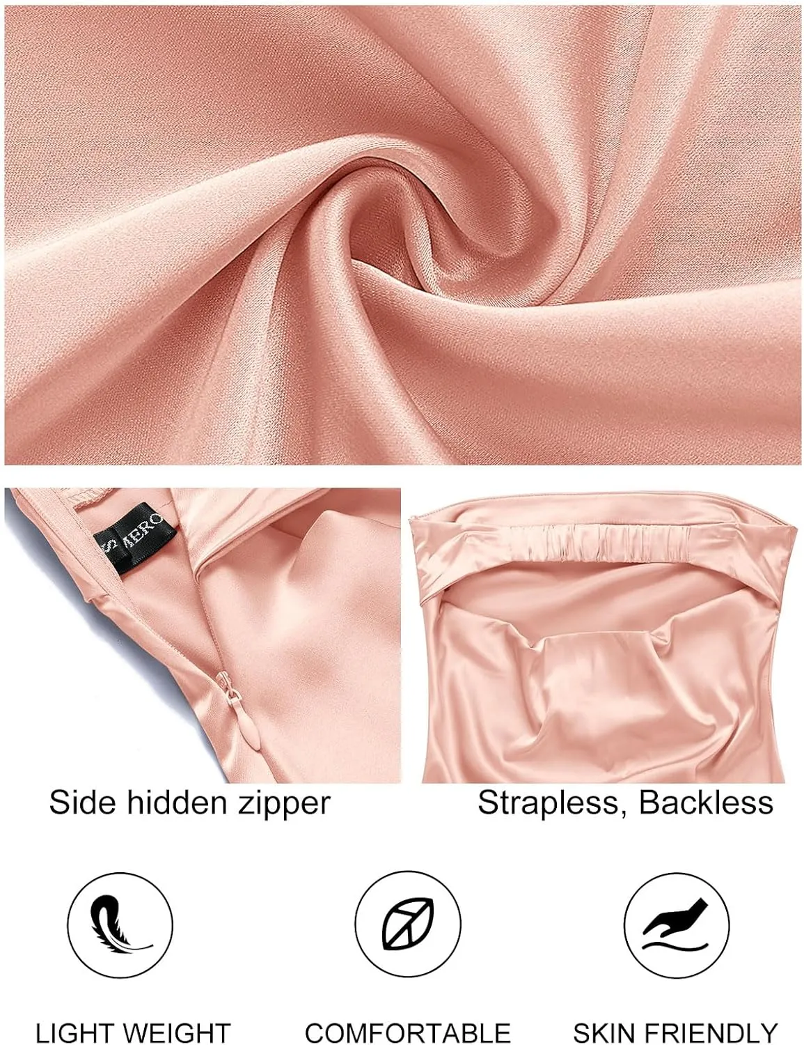 MEROKEETY Women 2025 Summer Strapless Satin Tube Bodycon Backless Wedding Guest Maxi Dress