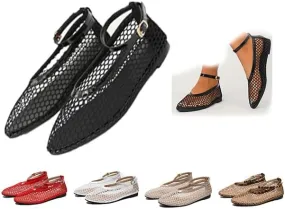 Mesh Ballet Flats For Women Round Toe Flats Breathable Mesh Ballerina Flats Casual Mesh Shoes Womens Office Comfortable Fishnet Flats,Slip On Sandals