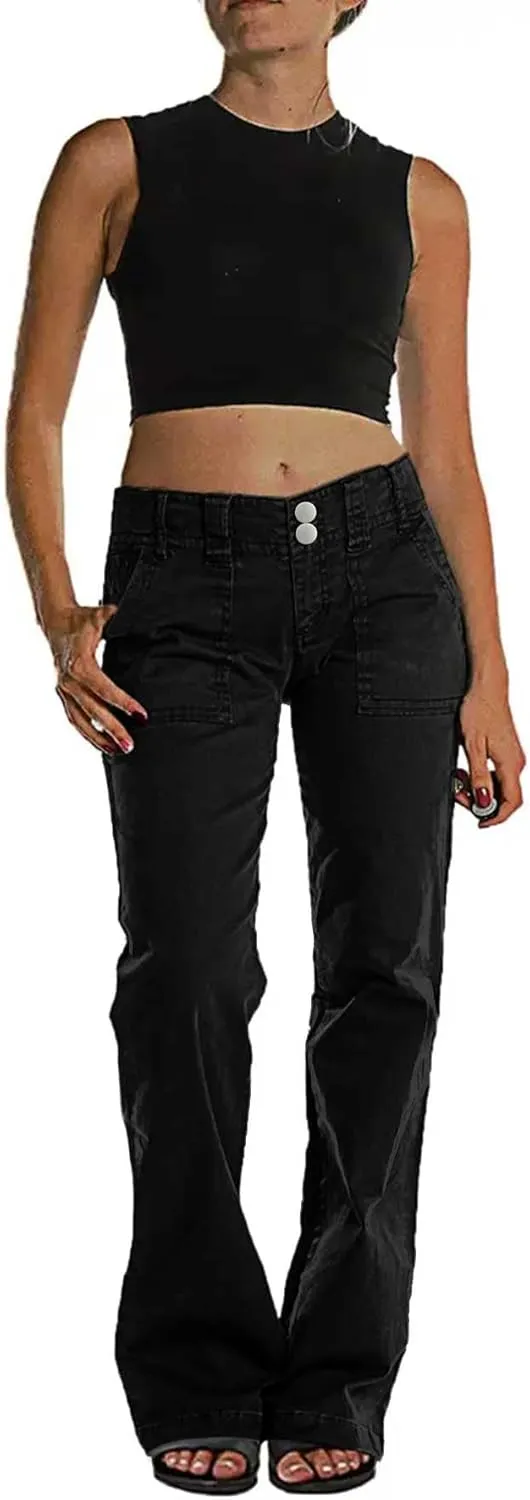 Mid Rise Jeans for Women Wid Leg Straight Leg Flare Pants Trendy