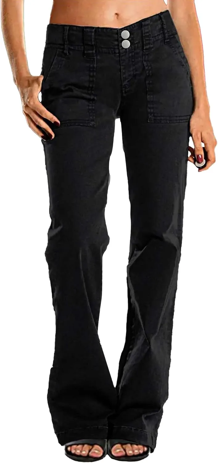 Mid Rise Jeans for Women Wid Leg Straight Leg Flare Pants Trendy