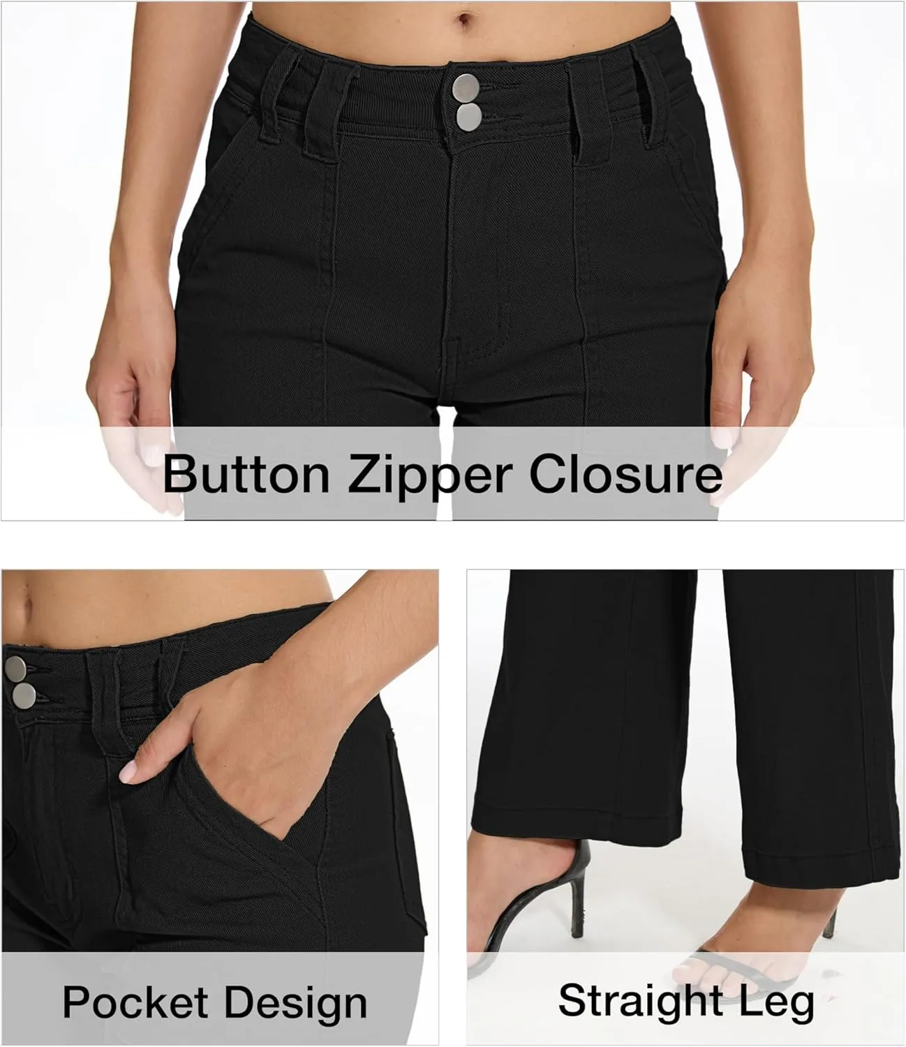 Mid Rise Jeans for Women Wid Leg Straight Leg Flare Pants Trendy