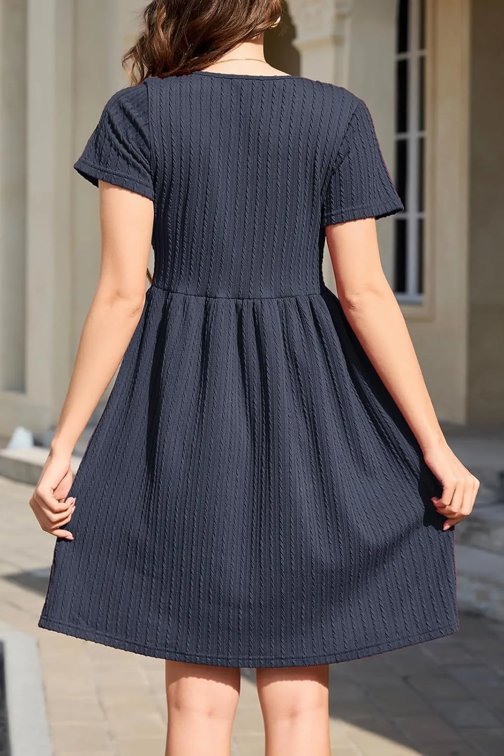 nclook Womens Summer Casual Dresses Short Sleeve V Neck Dress with Pockets