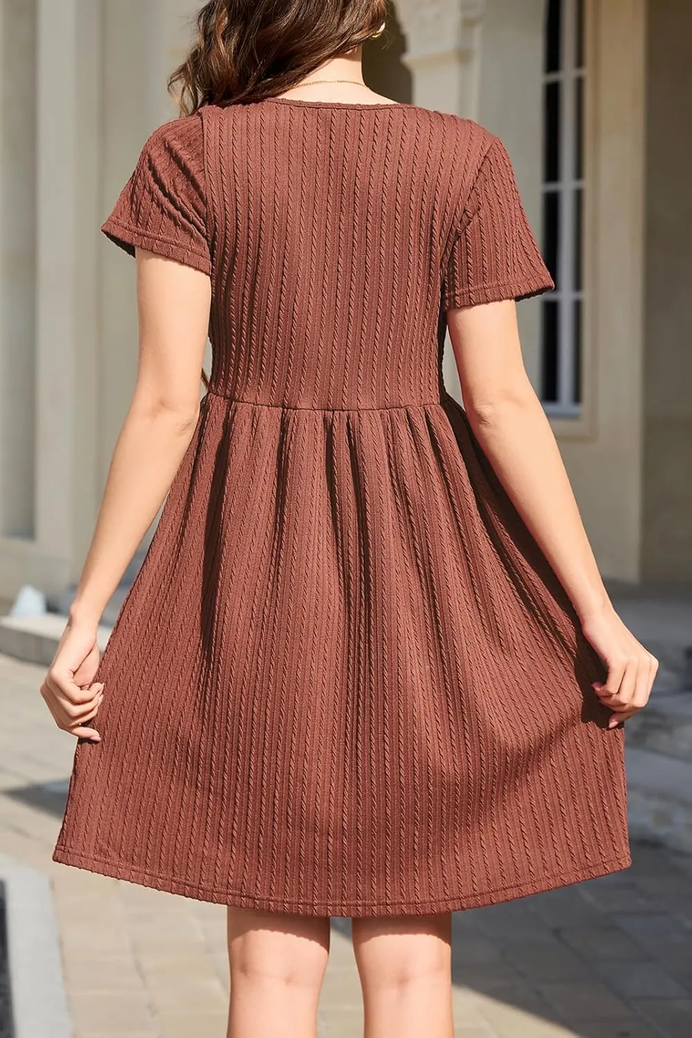 nclook Womens Summer Casual Dresses Short Sleeve V Neck Dress with Pockets