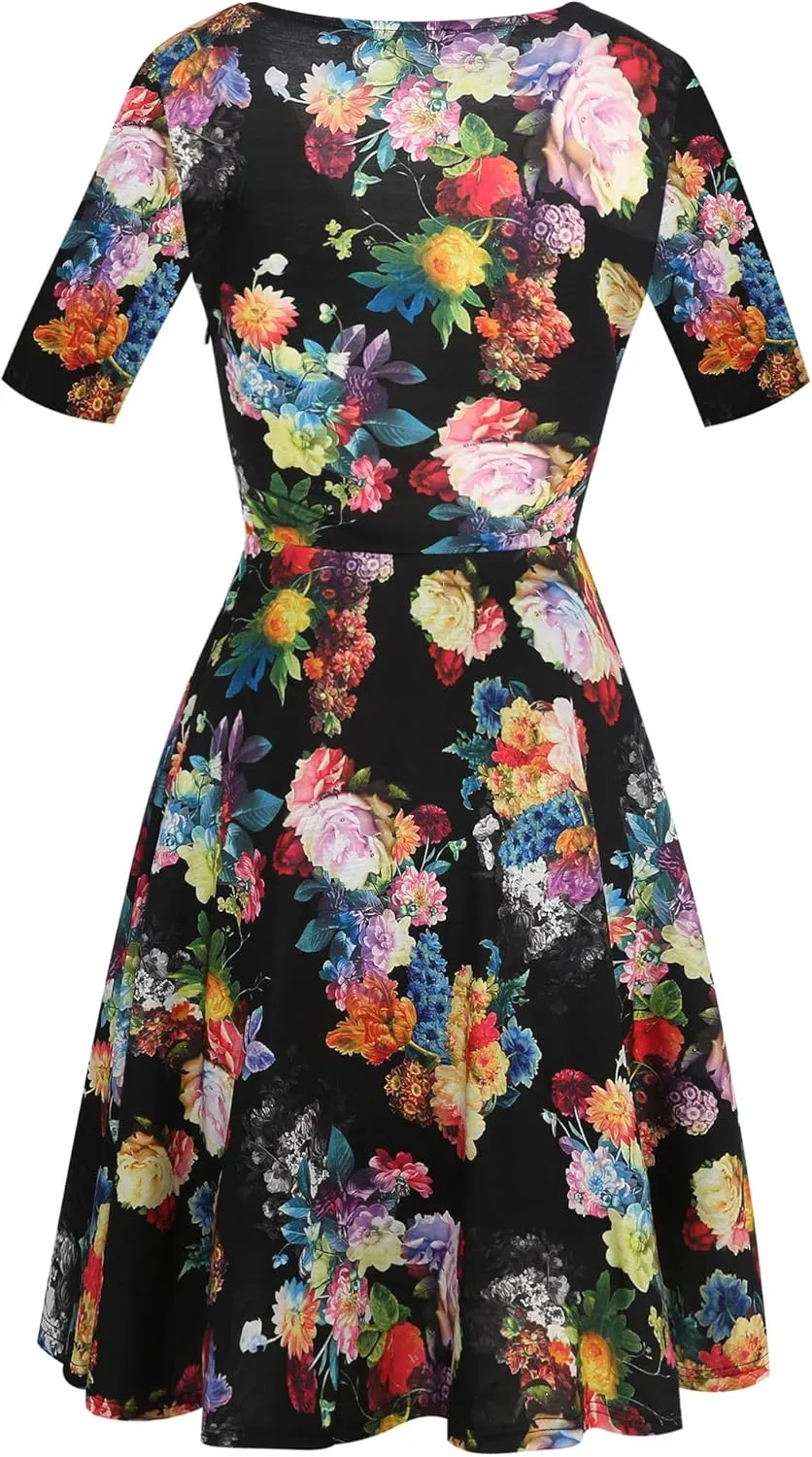oxiuly Women's V-Neck Maternity Nursing Stretchy Casual Dresses Elegant Tea Dress OX233