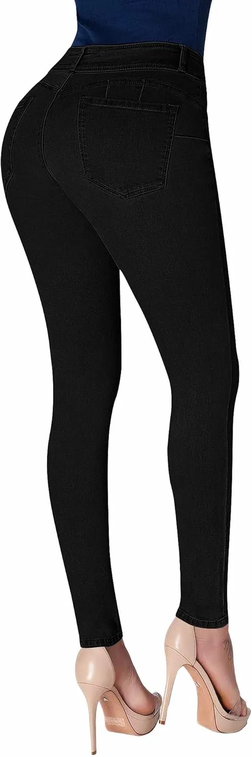 roswear Women??s High Waisted Stretchy Skinny Curvy Jeans Tummy Control Jeggings