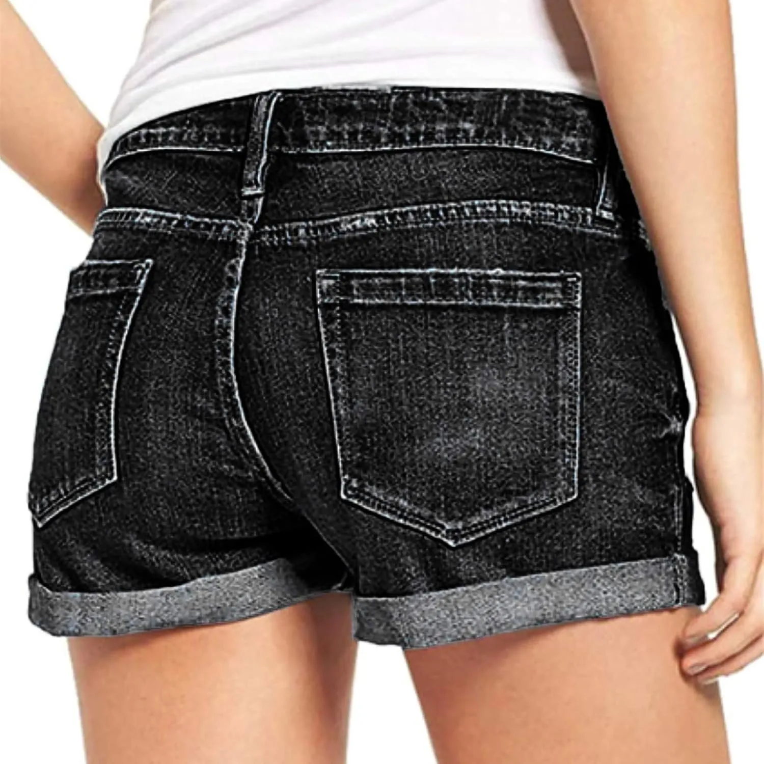 Rvidbe Jean Shorts Womens High Waisted Women's High Waisted Denim Shorts Ripped Hem Frayed Distressed Short Jeans Jean Shorts Womens Curvy