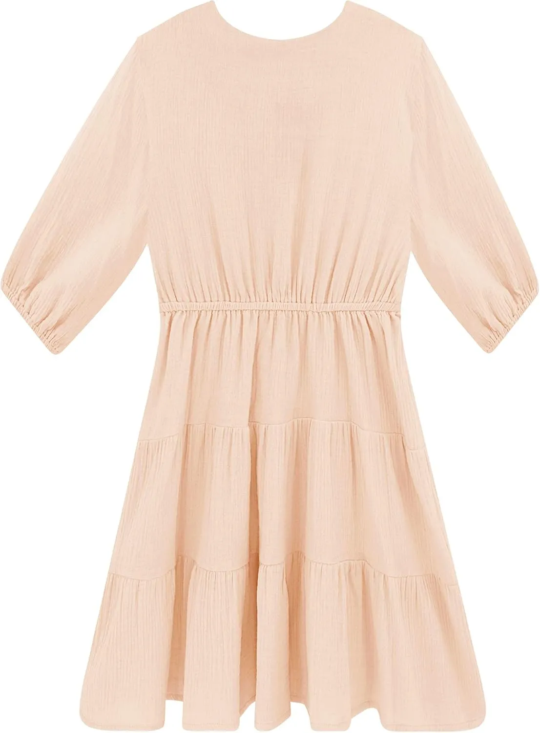 R.Vivimos Women's Summer Linen Puff Sleeves Casual Button Up A-Line Casual Skater Mini Dresses