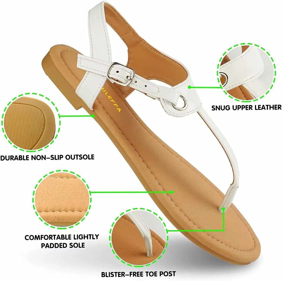 Sandals for women - Womens Comfortable Cute Flat Thong Sandals - Womens Summer Sandal Shoes with Adjustable Ankle Buckle T-Strap