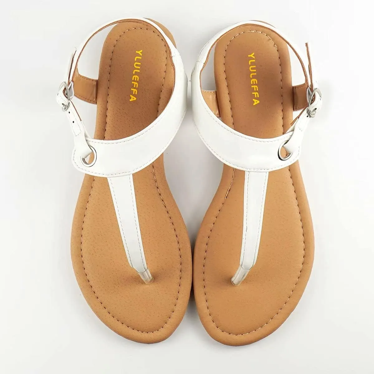 Sandals for women - Womens Comfortable Cute Flat Thong Sandals - Womens Summer Sandal Shoes with Adjustable Ankle Buckle T-Strap