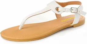 Sandals for women - Womens Comfortable Cute Flat Thong Sandals - Womens Summer Sandal Shoes with Adjustable Ankle Buckle T-Strap