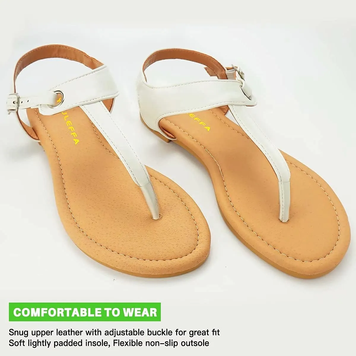 Sandals for women - Womens Comfortable Cute Flat Thong Sandals - Womens Summer Sandal Shoes with Adjustable Ankle Buckle T-Strap