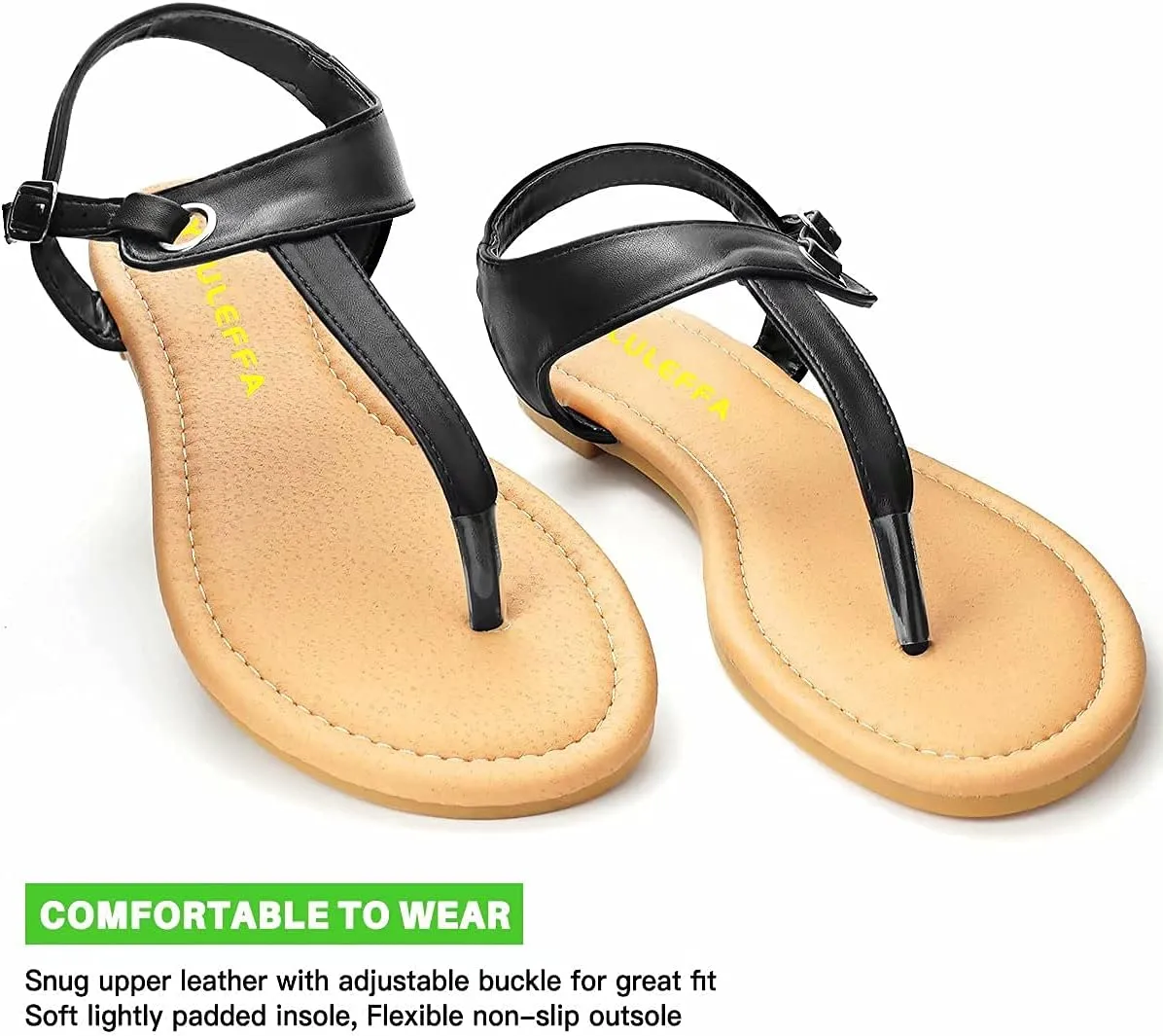 Sandals for women - Womens Comfortable Cute Flat Thong Sandals - Womens Summer Sandal Shoes with Adjustable Ankle Buckle T-Strap
