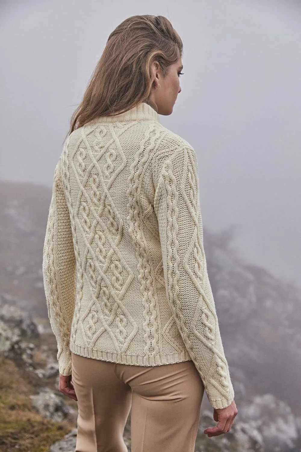 SAOL Wool Sweater for Women Ireland Cable Knitted Jumper