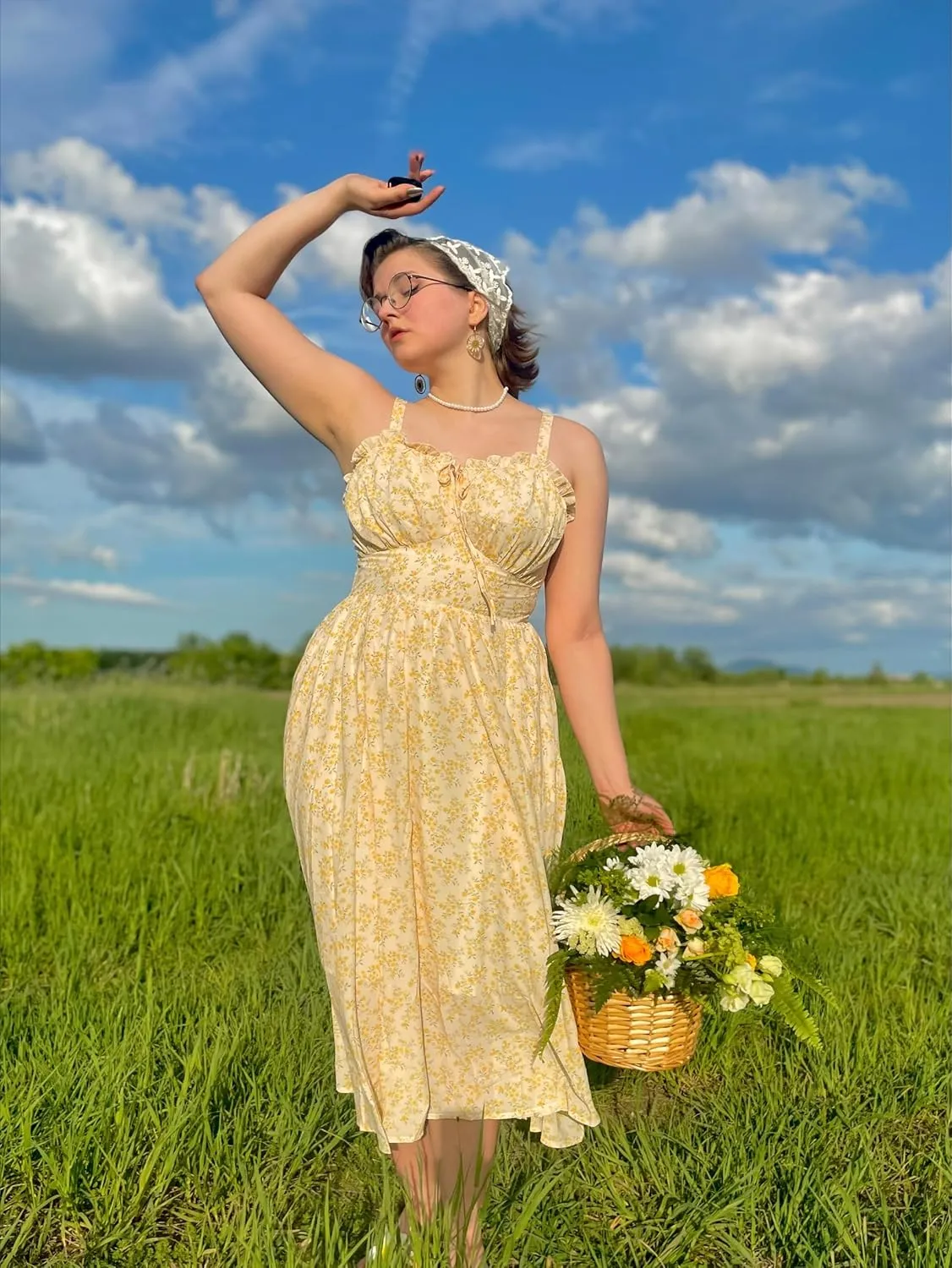 Scarlet Darkness Summer Dresses for Women 2025 Floral Corset Dress Long Milkmaid Dress
