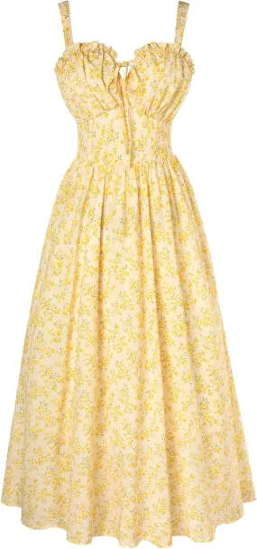 Scarlet Darkness Summer Dresses for Women 2025 Floral Corset Dress Long Milkmaid Dress