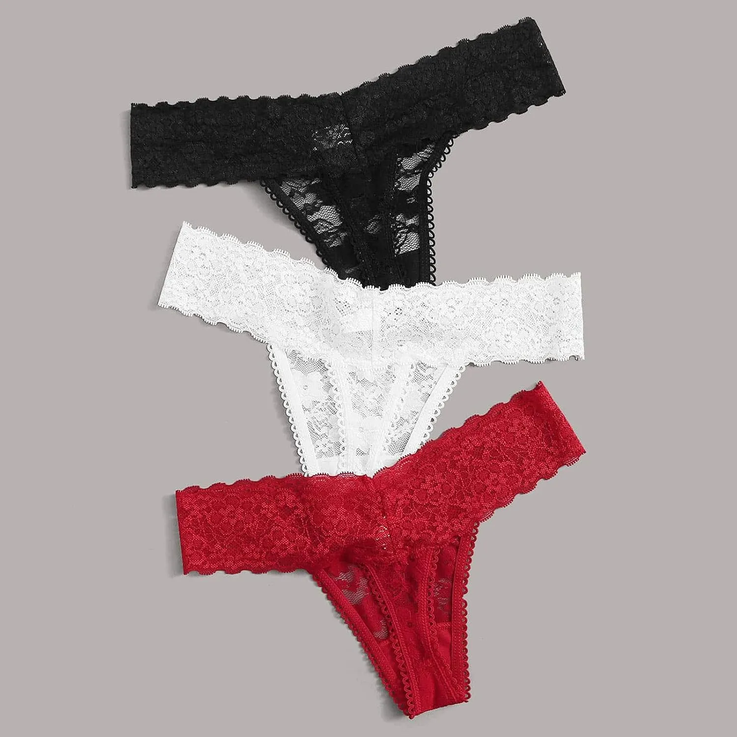 Sinzelimin 3 Pack Briefs for Womens Sexy Hipster Panties Lace Thongs G-Pants Lingerie Underwear Boyshorts Underpants