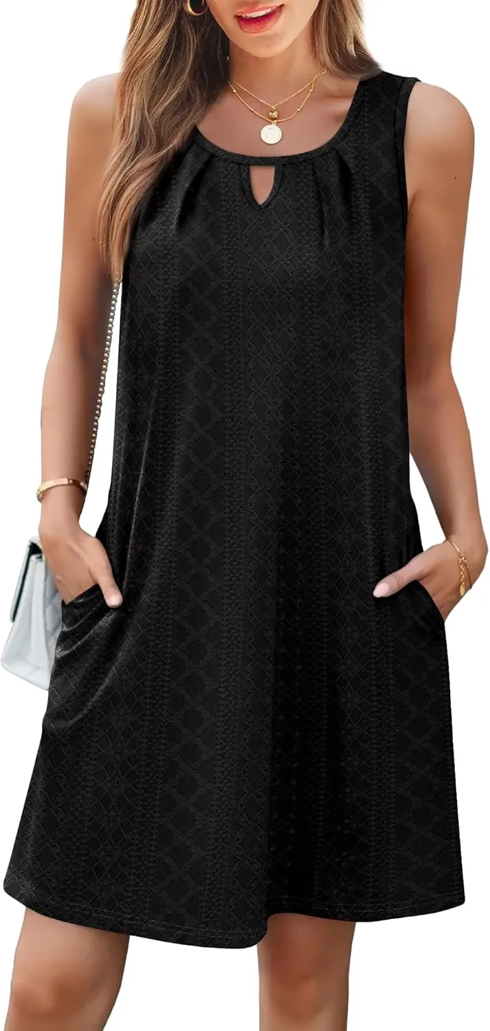 Summer Dresses for Women Sleeveless Beach Vacation Coverup with Pockets (S-2XL)