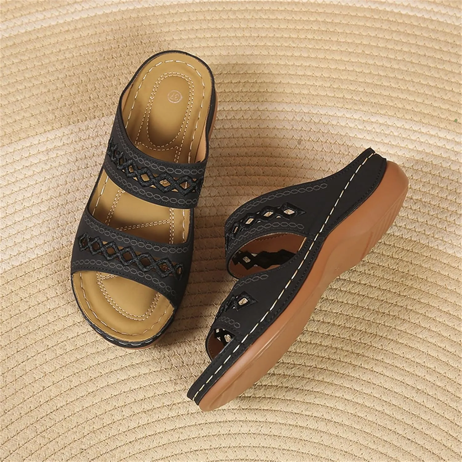 Summer Sandals for Womens Trendy Comfortable Wedge Shoes Casual Walking Shoe Slip On Orthopedic Sandals for Women for Womens