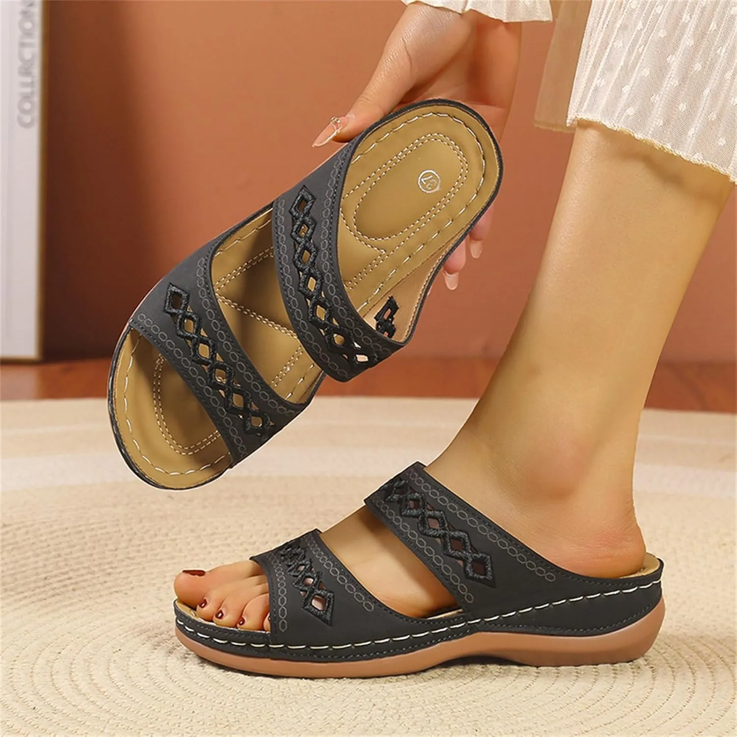 Summer Sandals for Womens Trendy Comfortable Wedge Shoes Casual Walking Shoe Slip On Orthopedic Sandals for Women for Womens