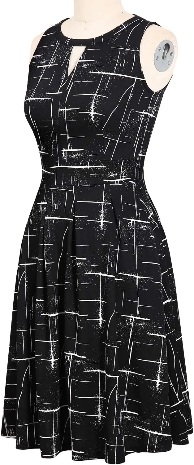 Sureple Women's Retro Sleeveless Swing Casual Work Summer Party Dress with Pockets