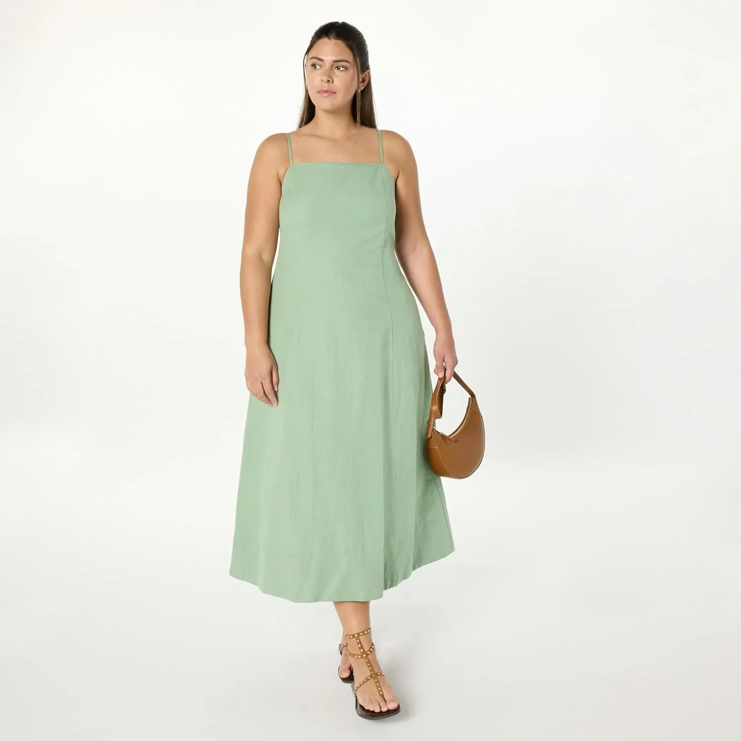 The Drop Women's Daphne Square Neck Linen Maxi Dress