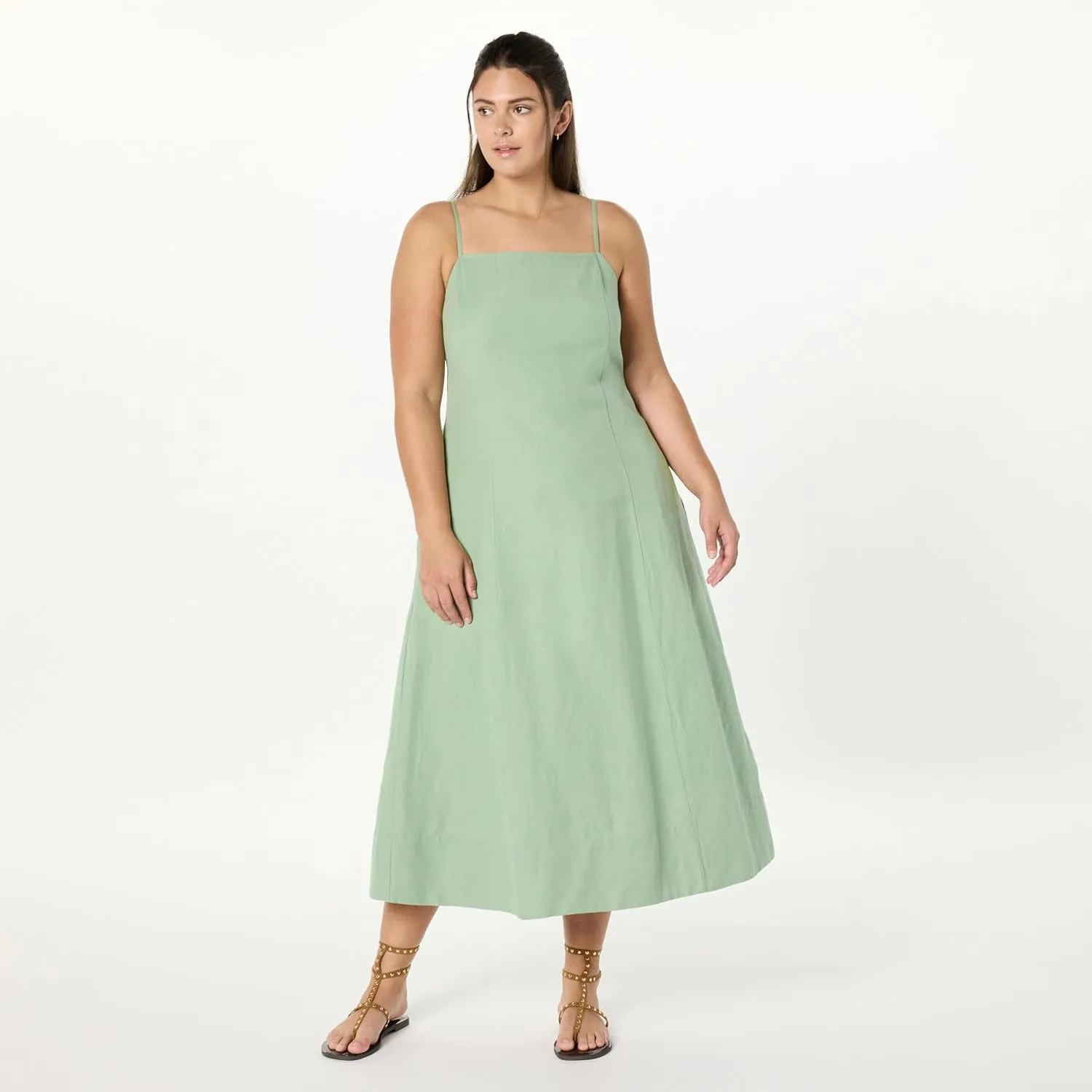 The Drop Women's Daphne Square Neck Linen Maxi Dress