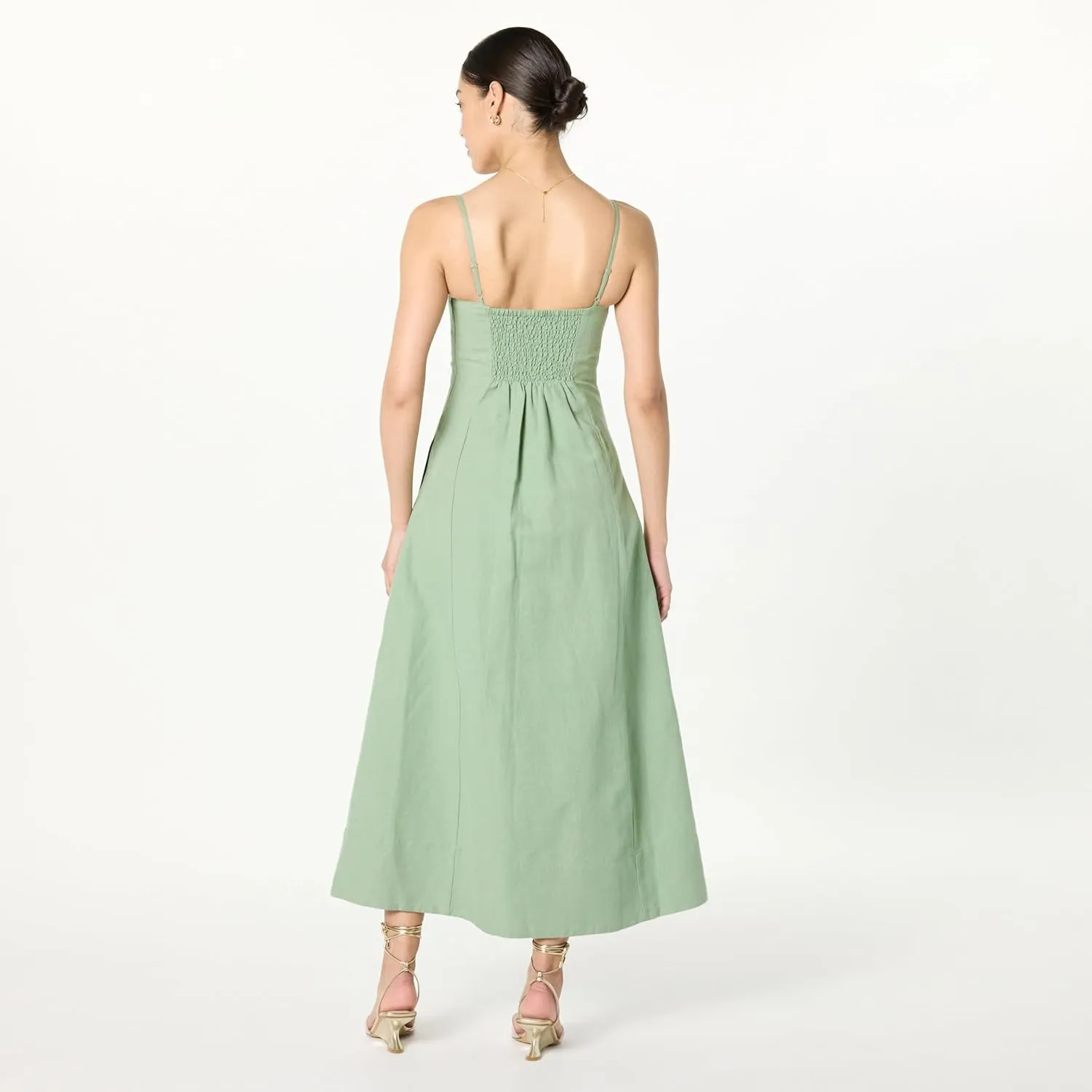 The Drop Women's Daphne Square Neck Linen Maxi Dress