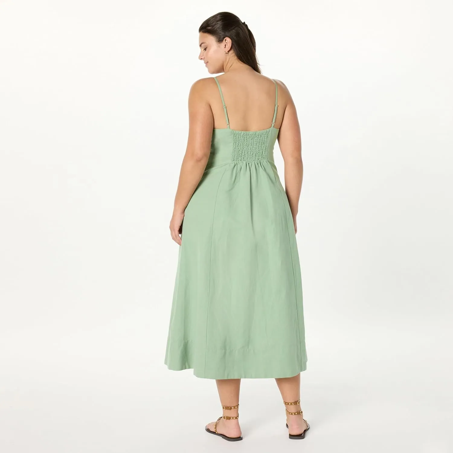 The Drop Women's Daphne Square Neck Linen Maxi Dress