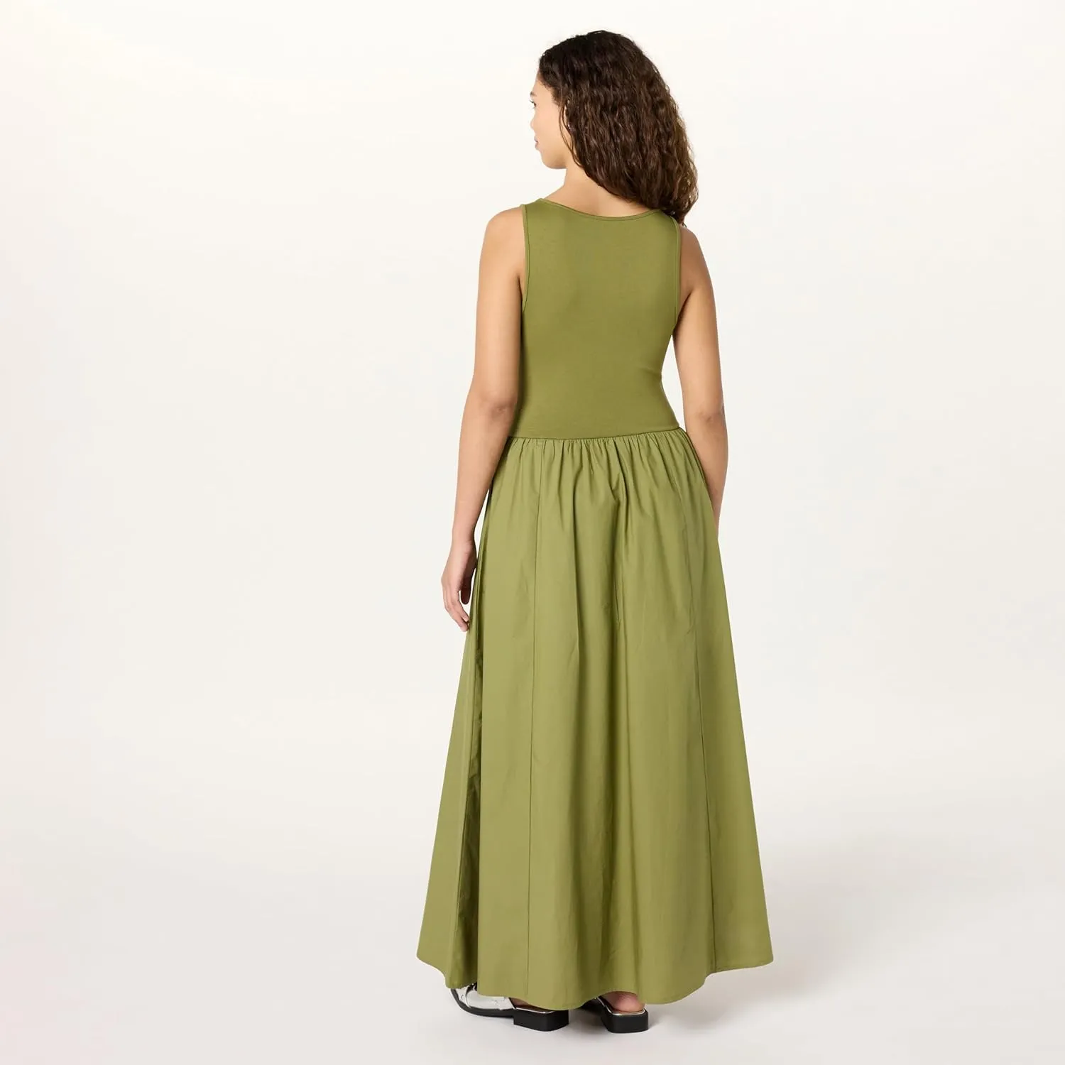 The Drop Women's Dia Mixed Fabric Midi Tank Dress