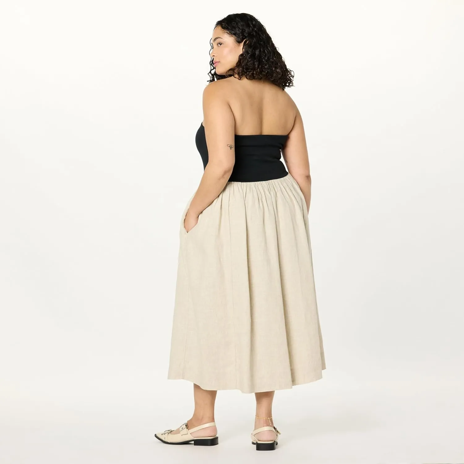 The Drop Women's Hellen Strapless Mixed Media Maxi Dress