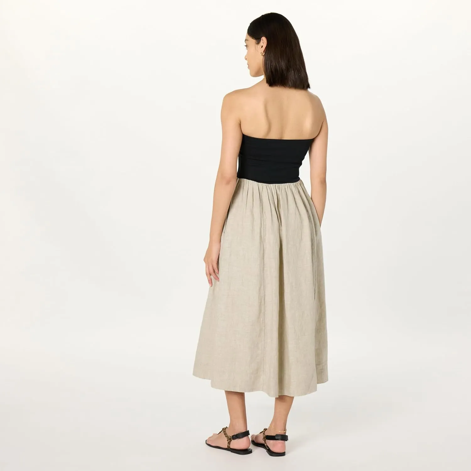 The Drop Women's Hellen Strapless Mixed Media Maxi Dress